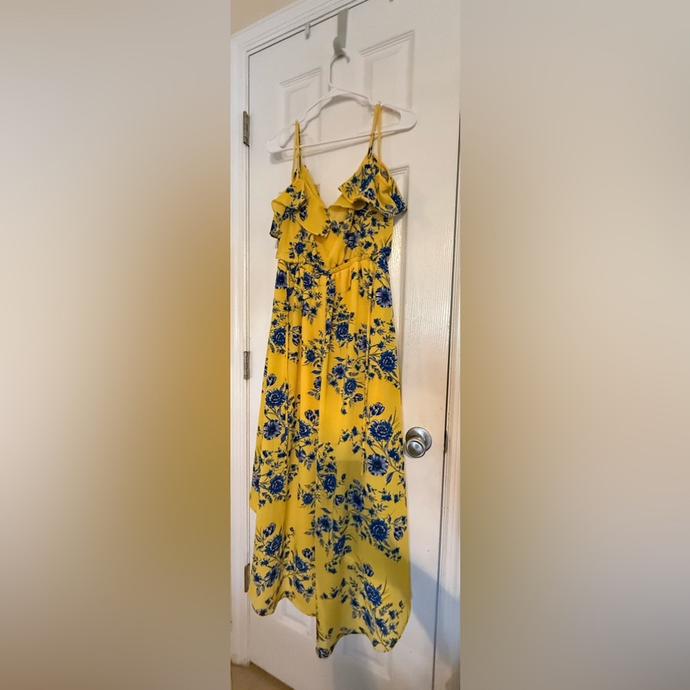 BCX Yellow and Blue Floral Dress
